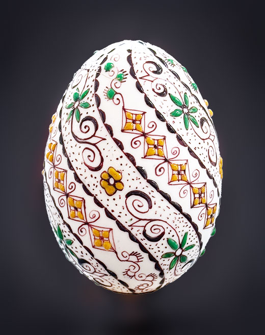 Entenei in Wachstechnik zweifarbig grün/ocker